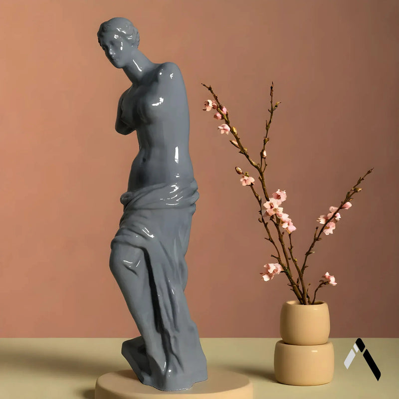 Venus De Milo Slate Grey Gloss Greek Goddess Sculpture — Handmade Collectible India | Archadia Decors