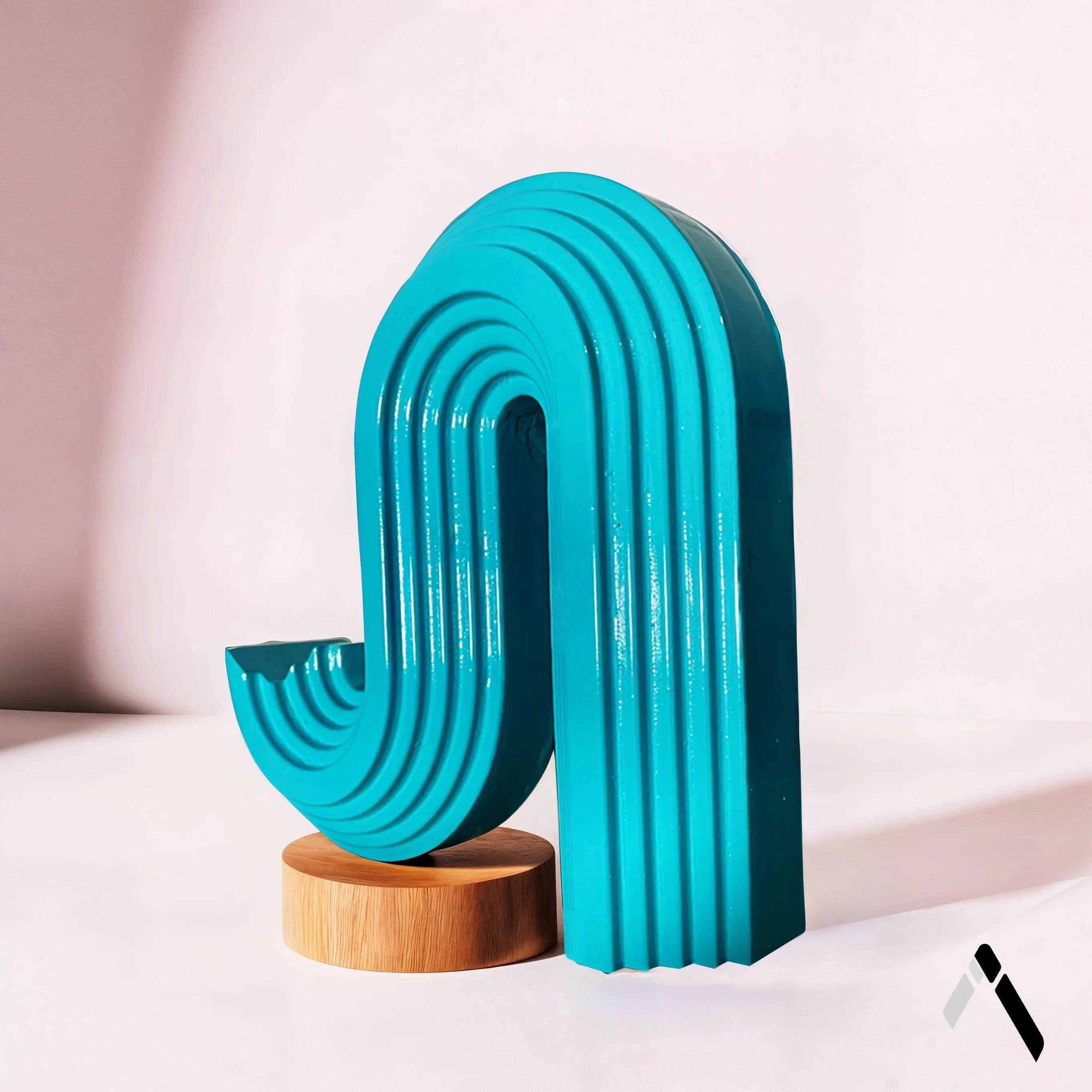 Abstract Arch Controller Stand | Glossy Teal Ribbed Finish | Gaming Desk Collectible