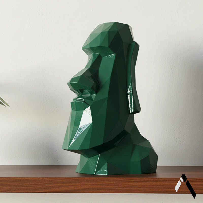 Moai Head Low Poly Geometric Easter Island Statue — Handmade Collectible India | Archadia Decors