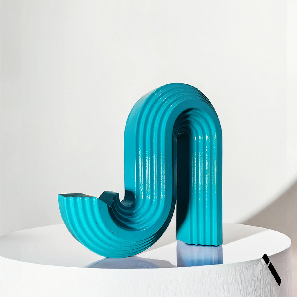 Abstract Arch Controller Stand | Glossy Teal Ribbed Finish | Gaming Desk Collectible