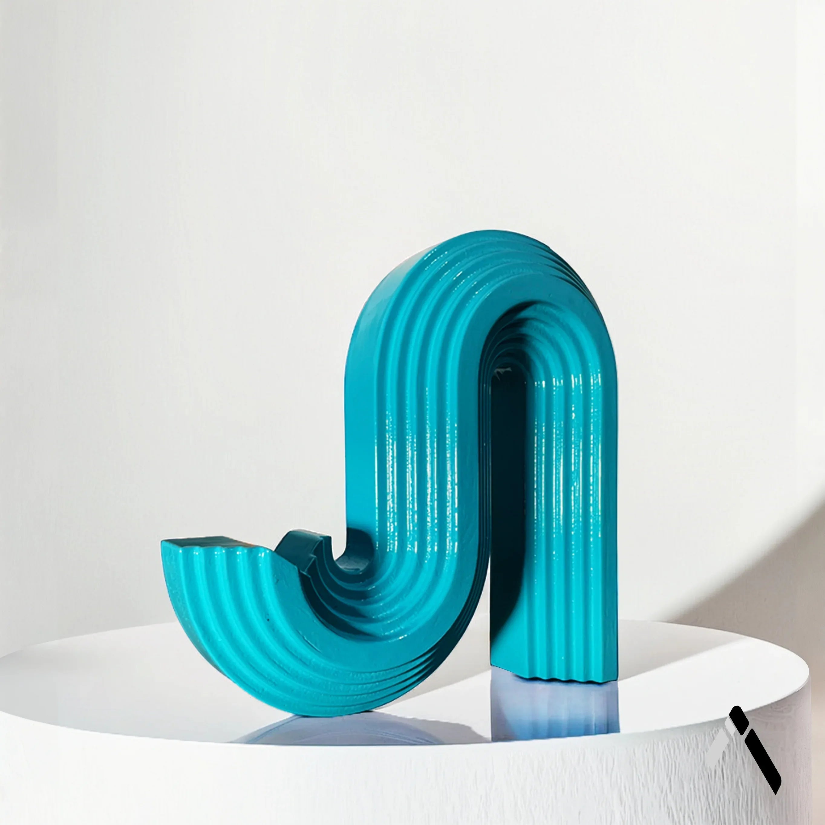 Abstract Arch Controller Stand | Glossy Teal Ribbed Finish | Gaming Desk Collectible