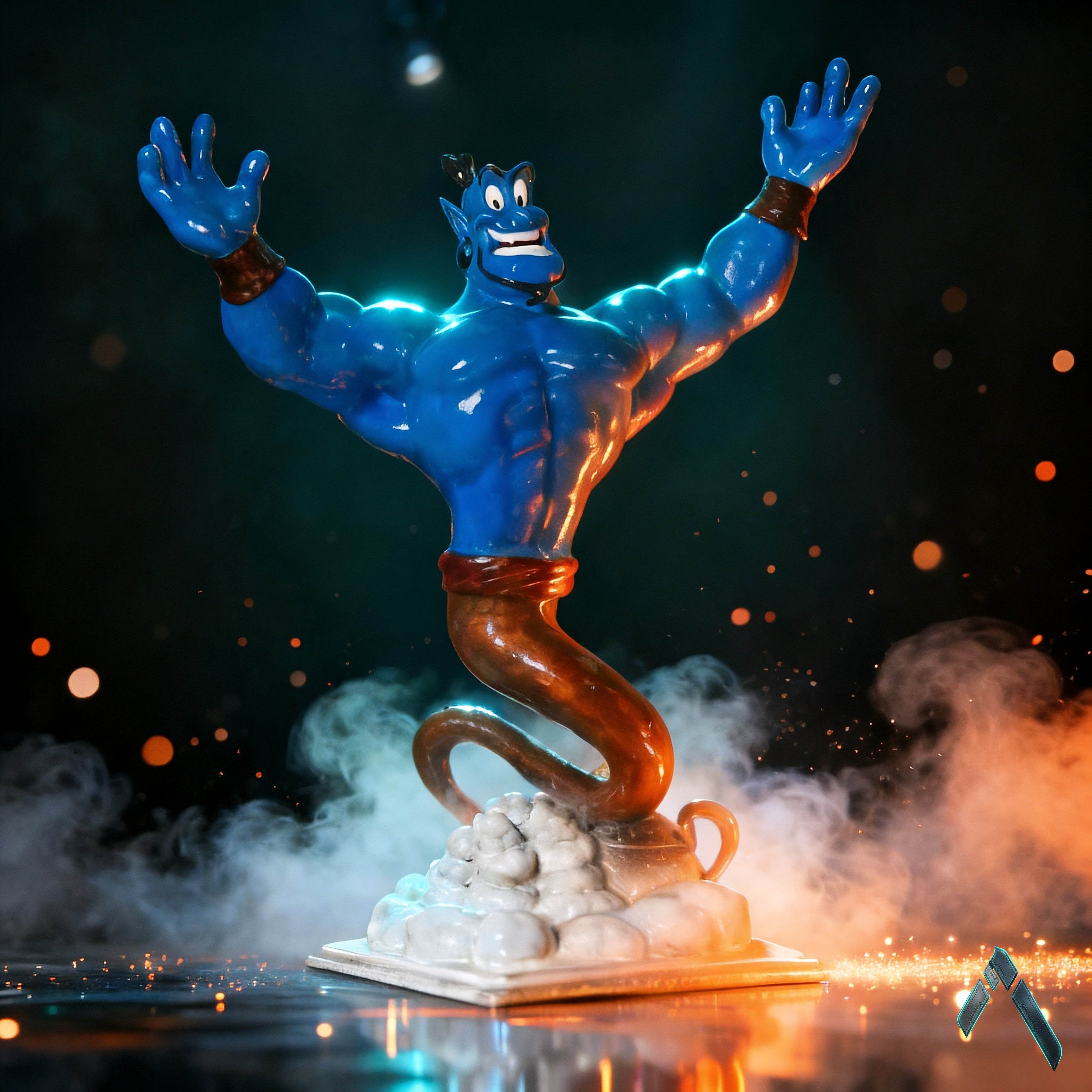 Genie Aladdin Figurine Glossy Blue Resin Disney — Pop Culture Collectible India | Archadia Decors