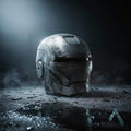 War Machine Helmet Sculpture Battle-Worn Steel — Marvel Collectible India | Archadia Decors