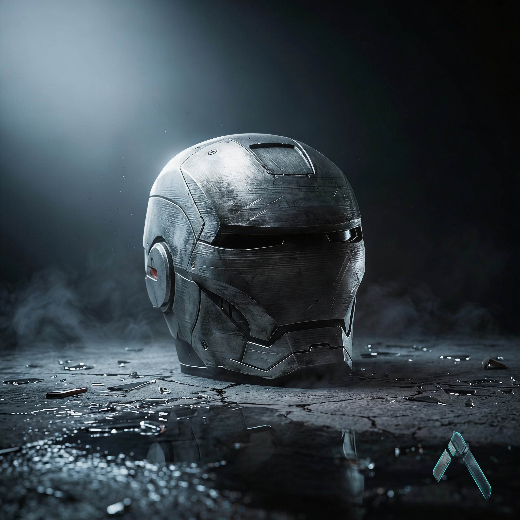 War Machine Helmet Sculpture Battle-Worn Steel — Marvel Collectible India | Archadia Decors
