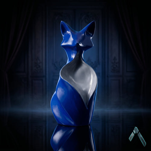 Abstract Fox Sculpture Royal Blue Gloss — Modern Statement Collectible India | Archadia Decors