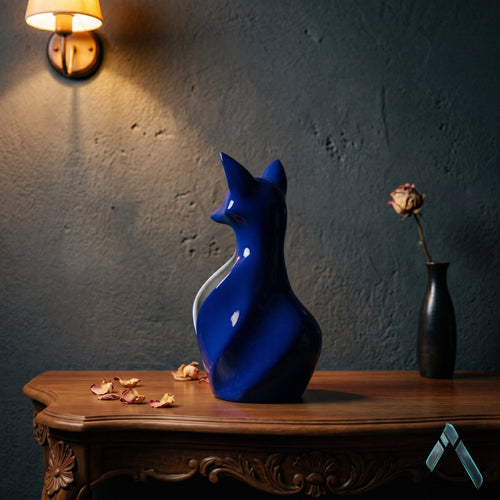 Abstract Fox Sculpture | Royal Blue Gloss Finish | Modern Statement Collectible