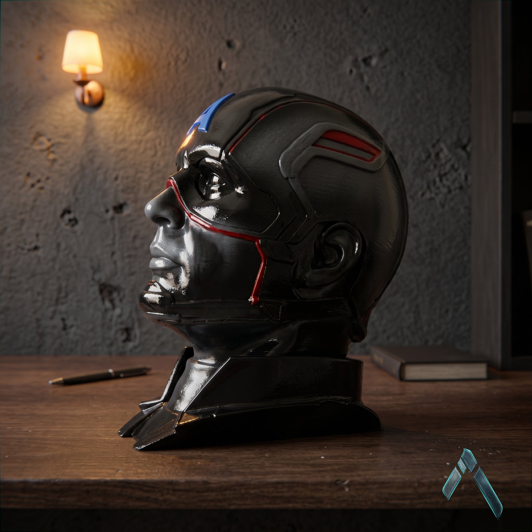 Captain America Helmet Head Bust | Matte Resin Marvel Collectible | Archadia