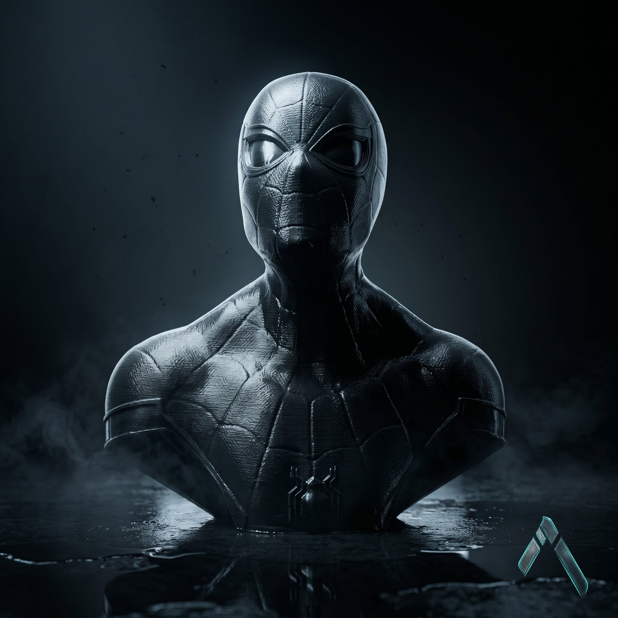 Spider-Man Black Suit Bust Sculpture Dark Web Noir — Marvel Collectible India | Archadia Decors